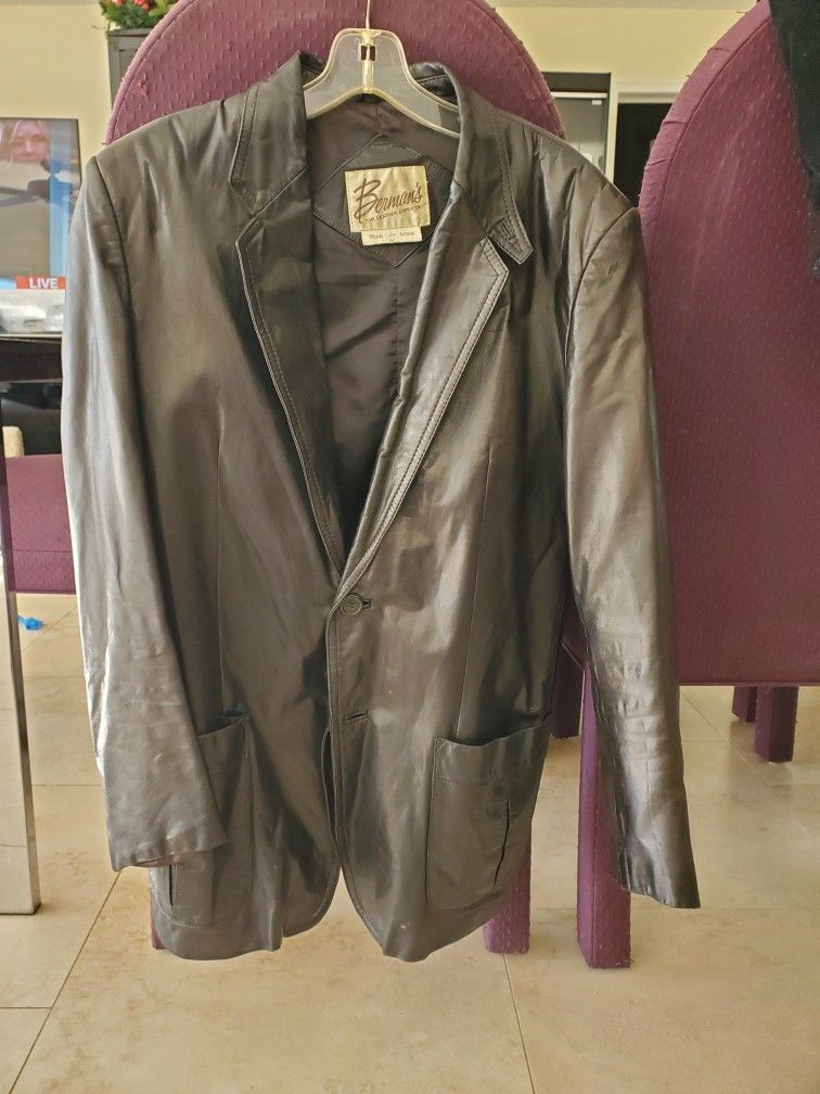 Black Womens Leather Coat Size M