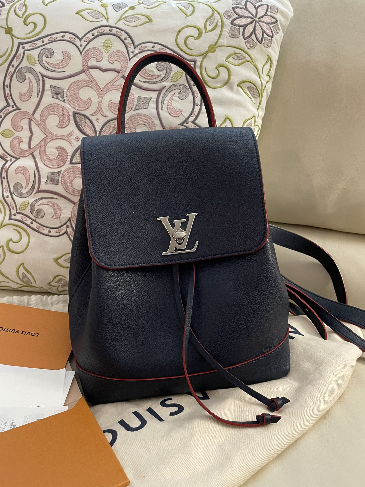 Authentic Louis Vuitton Lockme Backpack Marine Blue Color