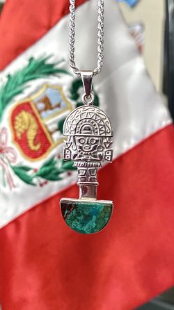 925 Sterling Silver Tumi Pendent with Malachite Stone