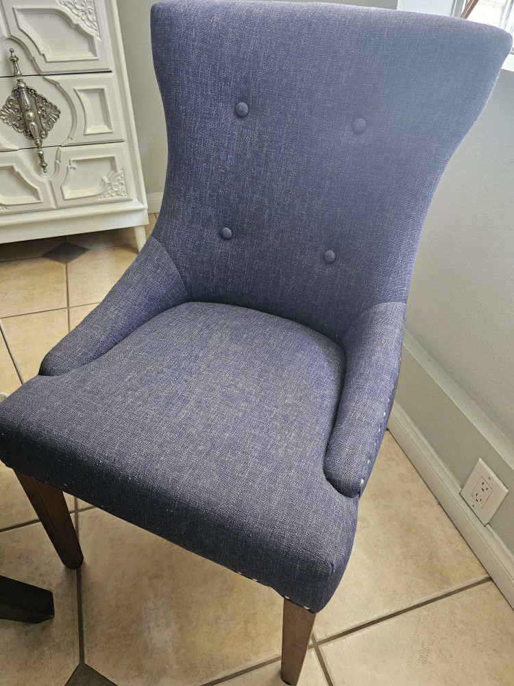 4 - Blue Tufted Wingback Dining Chairs 4 Chairs - Best Offer