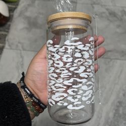 Leopard Libbey Beer Can Glass Cup