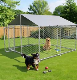 79x79 inch Outdoor Dog Kennel Outside,Heavy Duty Dog Enclosure with Waterproof Cover Roof and Steel Fence Security Lock for Dogs