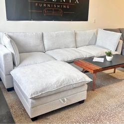 Upgraded Cloud Couch Sectional With Storage Ottoman