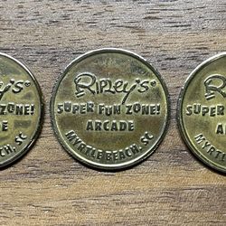 3 Ripleys Super Fun Zone Arcade Game Tokens 