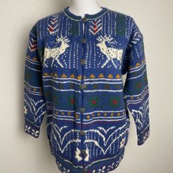 Dale Of Norwegian Scandinavian Knit Wool Sweater Cardigan Size M/L