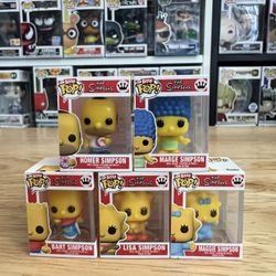 5 BITTY Simpsons Family 1” Funko Pops Bart Homer Marge Lisa Maggie TV FOX Disney