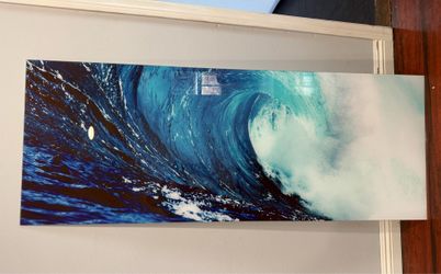 51” x 20” Glass OCEAN WAVE Wall Art Excellent Condition - Offers Welcome