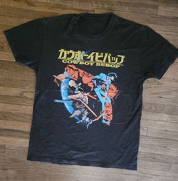 FUNIMATION COWBOY BEBOP YOUTH  UNISEX  (MED SIZE)  21"X27" BLACK T-SHIRT PRE-OWNED IN GOOD CONDITION