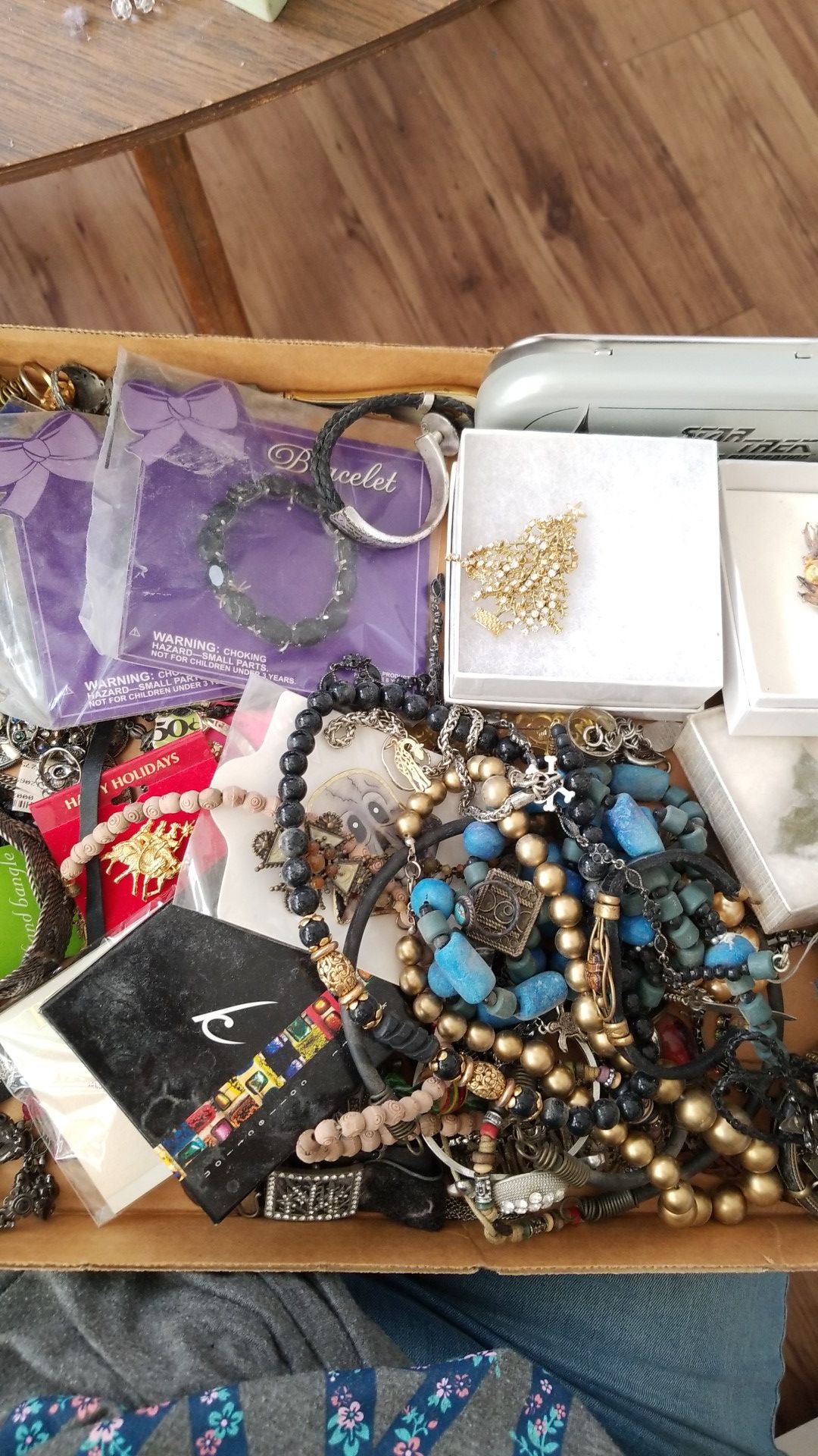 $20 obo box of Jewelry, pins, necklaces, rings, bracelets