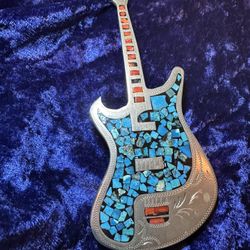 Silver Guitar Belt Buckle 