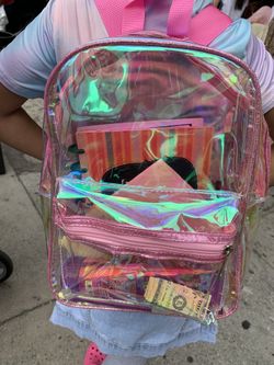 Back pack Clear holographic girl Pink