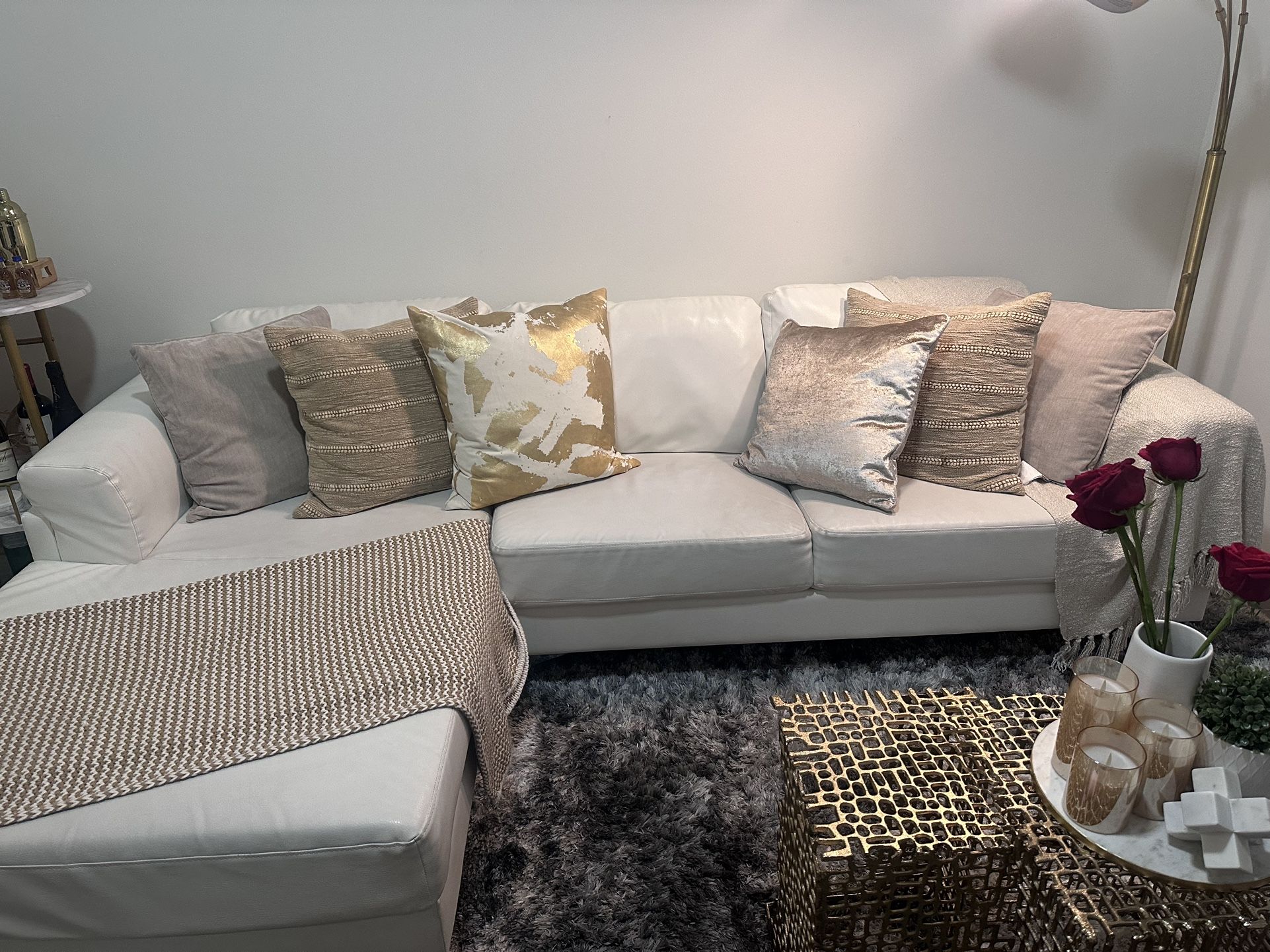 White Leather sectional City Furniture