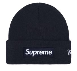 Supreme New Era Box Logo Hoodie Navy FW25