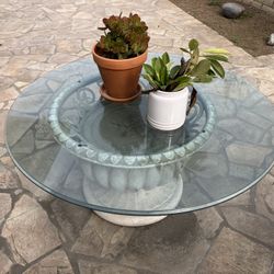 Stone And Glass Garden Table- Heavy