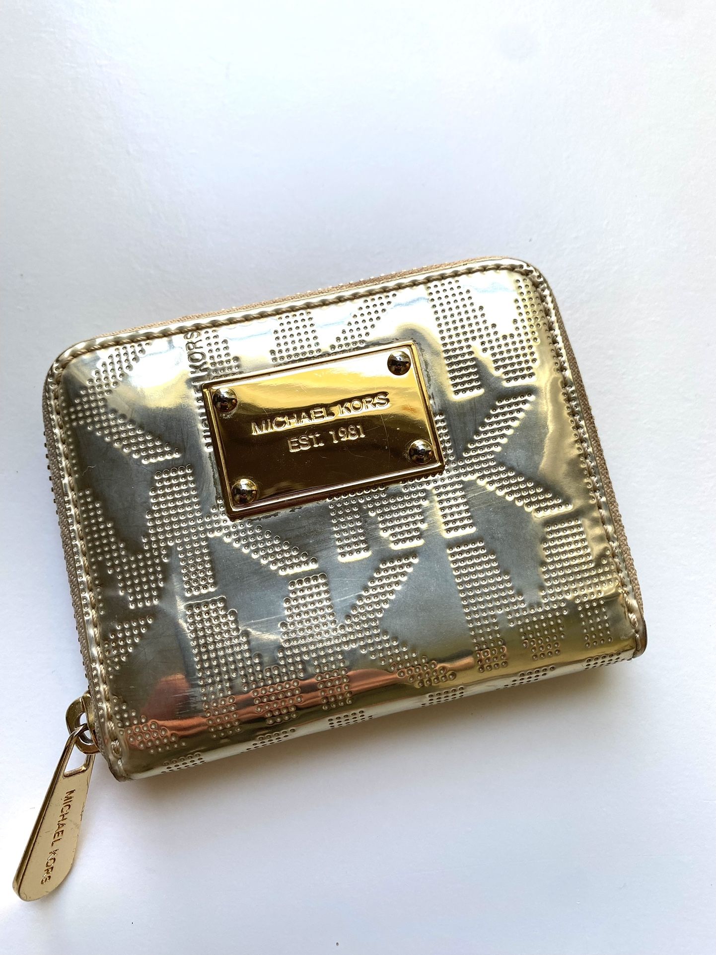 Michael Kors Small Bifold Shiny Gold Zip Wallet