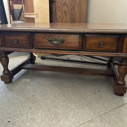 Very nice solid vintage table folds on each end to make table longer also has drawer $20 delivery fee Milwaukee