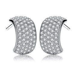 New Platinum Plated Sterling Silver Cubic Zirconia Stud Earrings great valentines gift for her
