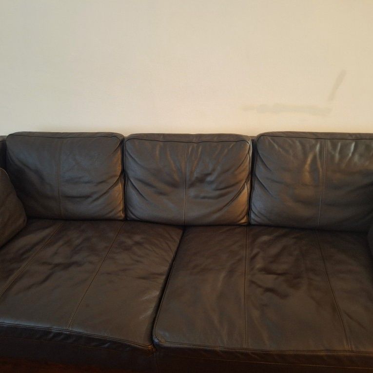 3-seater sofa in black leather 