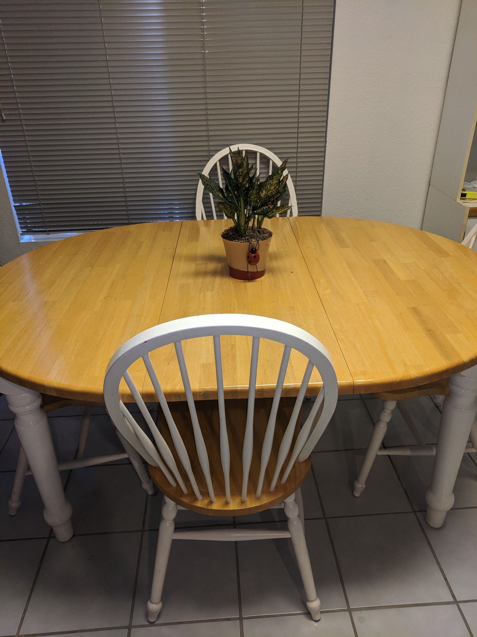 Oak Kitchen Table w/4 Chairs & leaf