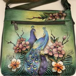 Anuschka Hand-Painted Leather Crossbody Bag
