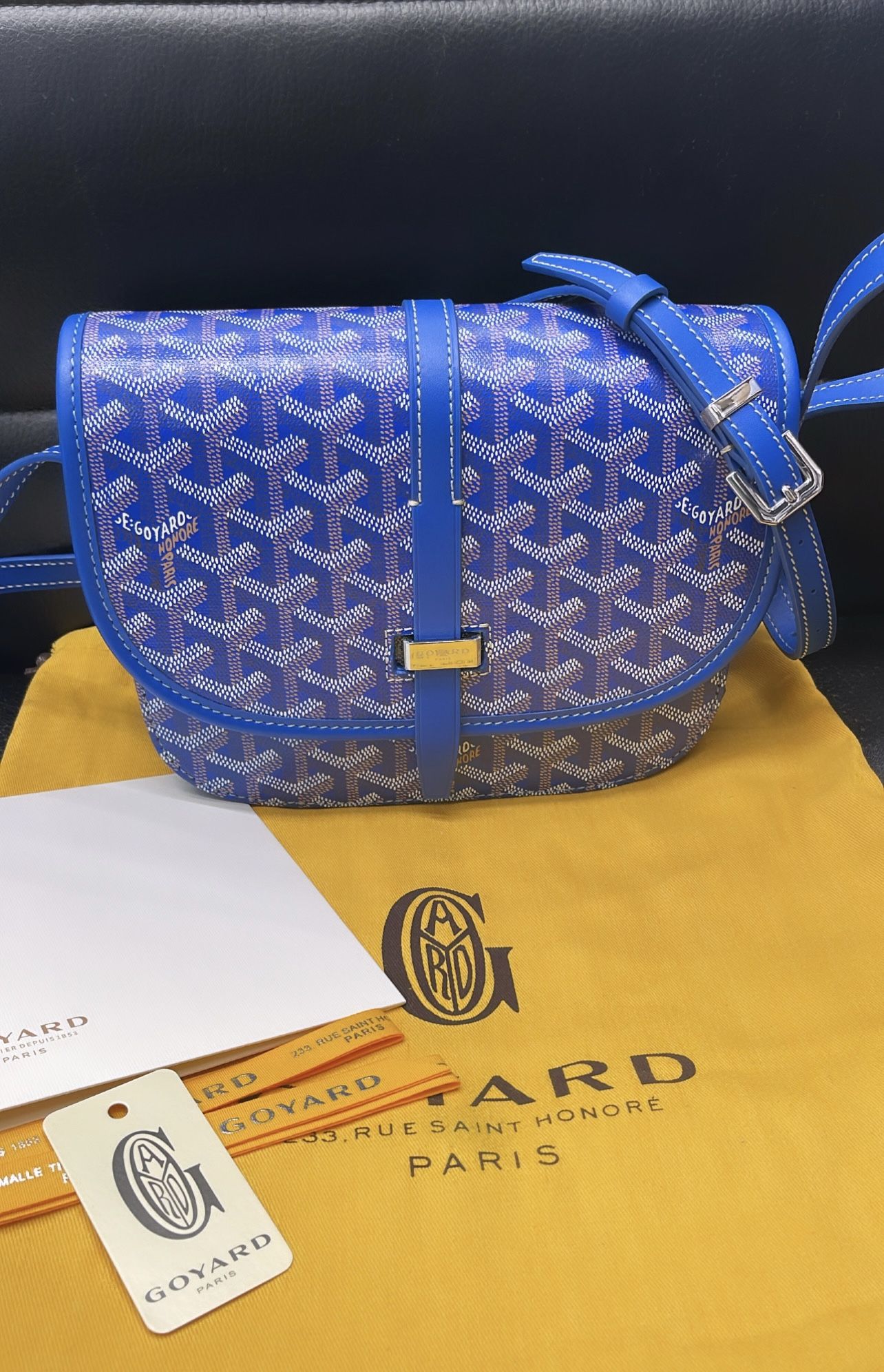 goyard luggage blue