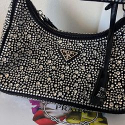  Satin Bag With Crystals Prad@/ Luxury Designer Bags / Purse / Belt / Wallet For Man / Cartera De Disenador / Louis / GG /  CD  