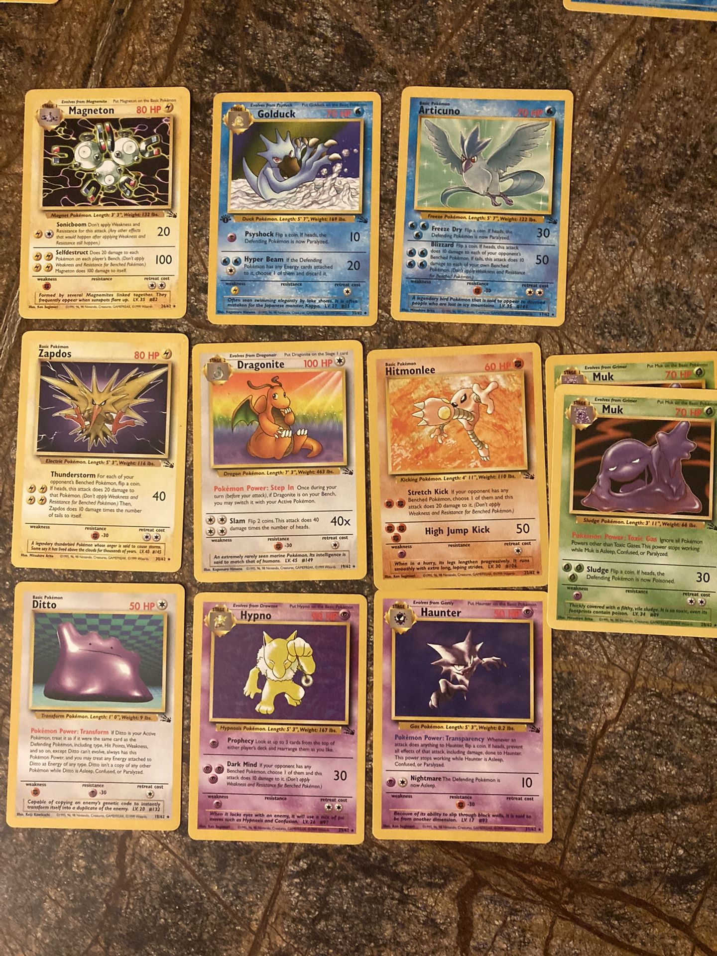 Mint Fossil Pokémon Cards Some First Editions