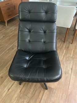 Ikea Havberg Mid Century Modern Swivel Chair  - Black Leather (Like New)