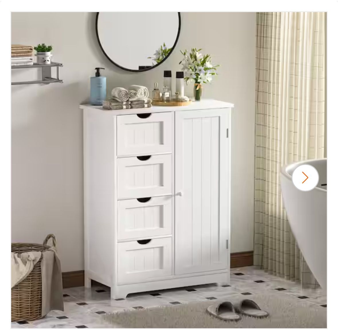 Freestanding Linen Cabinet with Adjustable Shelf