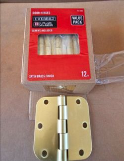 Everbilt 3-1/2 in. Satin Brass 5/8 in. Radius Door Hinges Value Pack (12-Pack). Retails $54 with Taxes on amzn!!