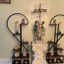 Antique Capodimonte Lamp w / Marble Stand 
