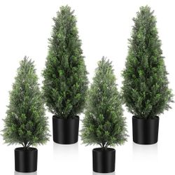 4 Pcs Artificial Pine Trees (1.5 Ft & 2 Ft)