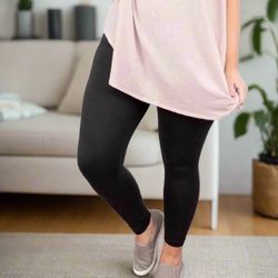 NEW Womens Black Leggings Soft As Lularoe OS/TC/TC2 