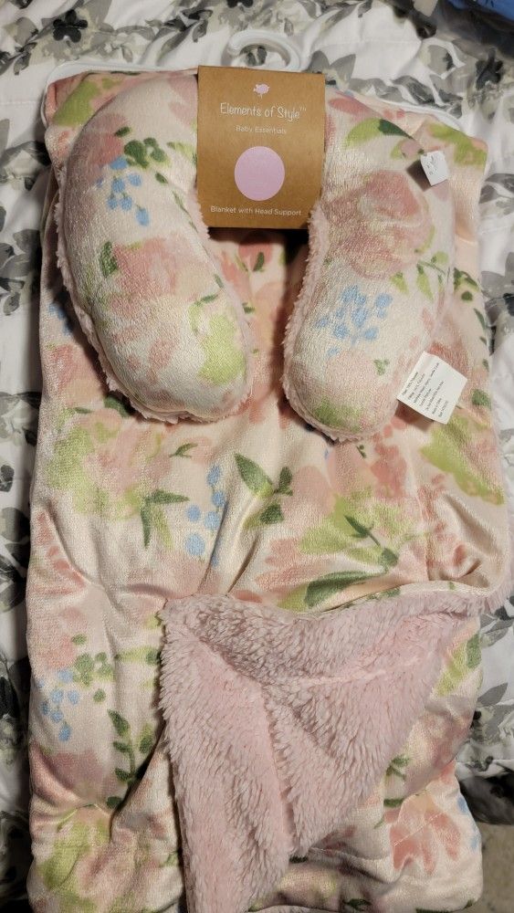 Brand New Baby Blanket And Head Support/ Neck Pillow Set