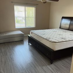 King Size Bed And Mattress ,2 Night Stands