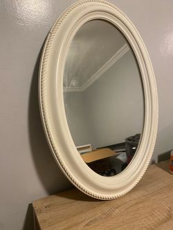 Oval Wall Mirror White Rope Frame
