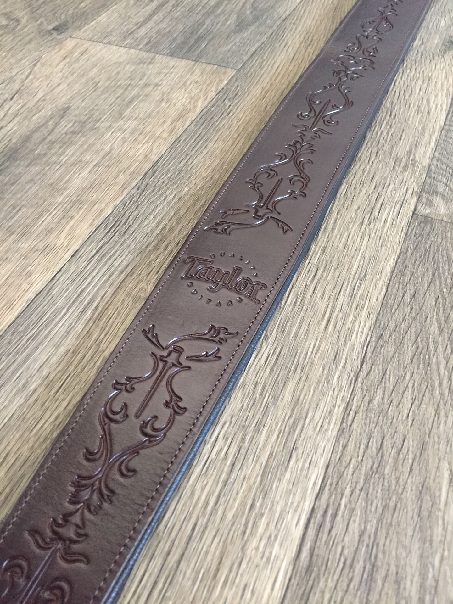 Like New - Beautiful Taylor™ Byzantine Real Genuine Brown Leather Guitar Strap.