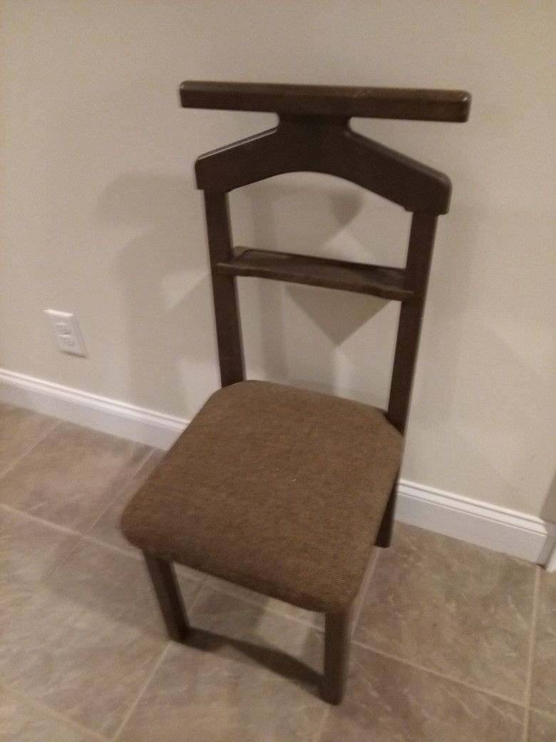 Antique Men's Dressing Room Chair Hang Suits Wooden Wood