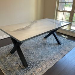 Custom Made Computer Office Work Desk With Marble Effects