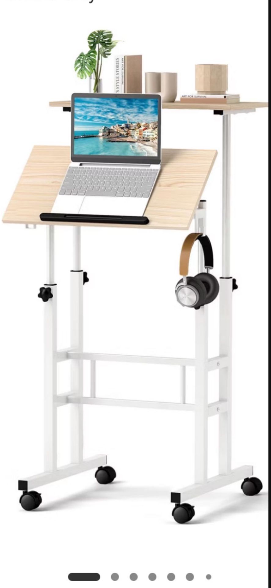 New Mobile Standing Rolling Desk Adjustable Laptop Cart