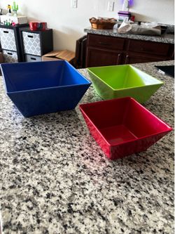 Fun Colorful Square Serving Bowls Set of 3