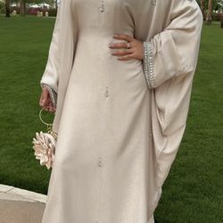 Beige Kaftan With Matching Hijab