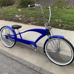New Stretch Bike Lowrider Chopper Bike Blue 144 Spokes for Sale