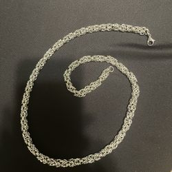 Beautiful 26 Inch Silver Toned Byzantine Chain Necklace For you or Someone Special 