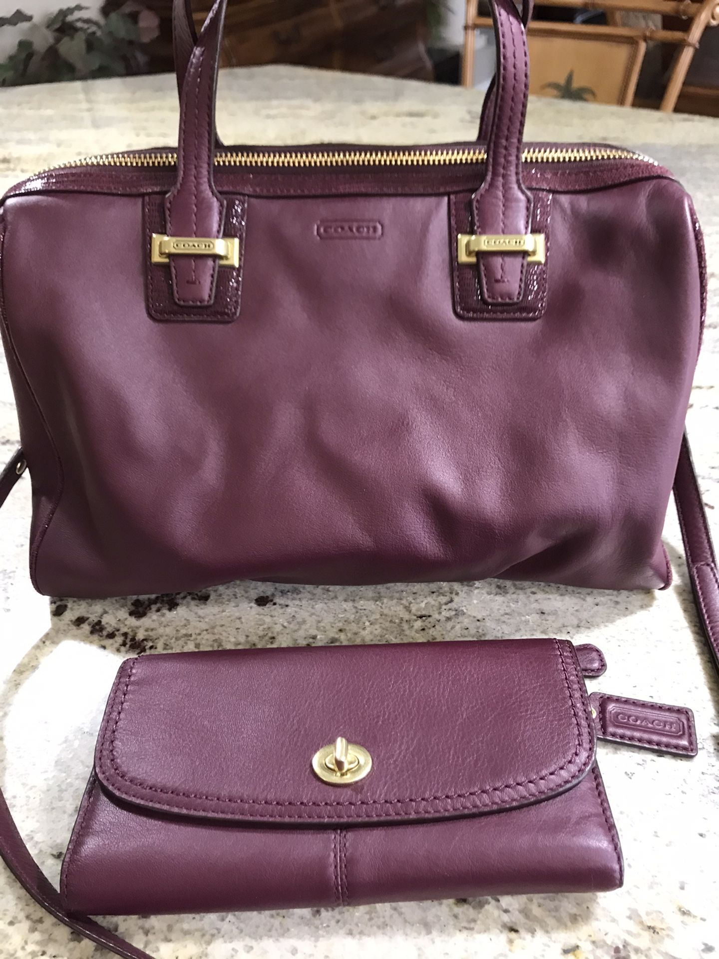 Coach Burgundy Leather Purse and Wallet