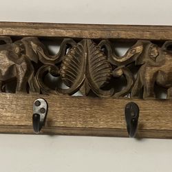 18”x6” Elephant Themed  Wall Mounted Coat Rack