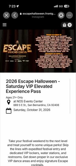 Escape Halloween Rave Saturday VIP tickets