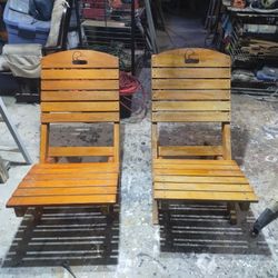 Two Wooden Folding Chairs 