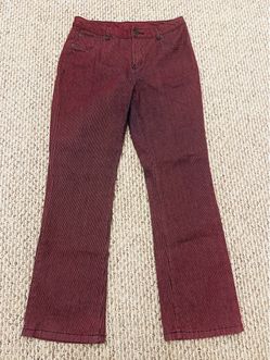 DG2 Diane Gilman Vintage Women's Burgundy Striped Bootcut Jeans Size 10P - 29w