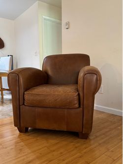 Leather Chair and Ottoman